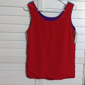 Reversible 4 way top. Red, teal, black and purple